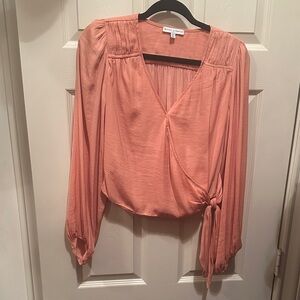 Chic Coral Wrap Blouse
